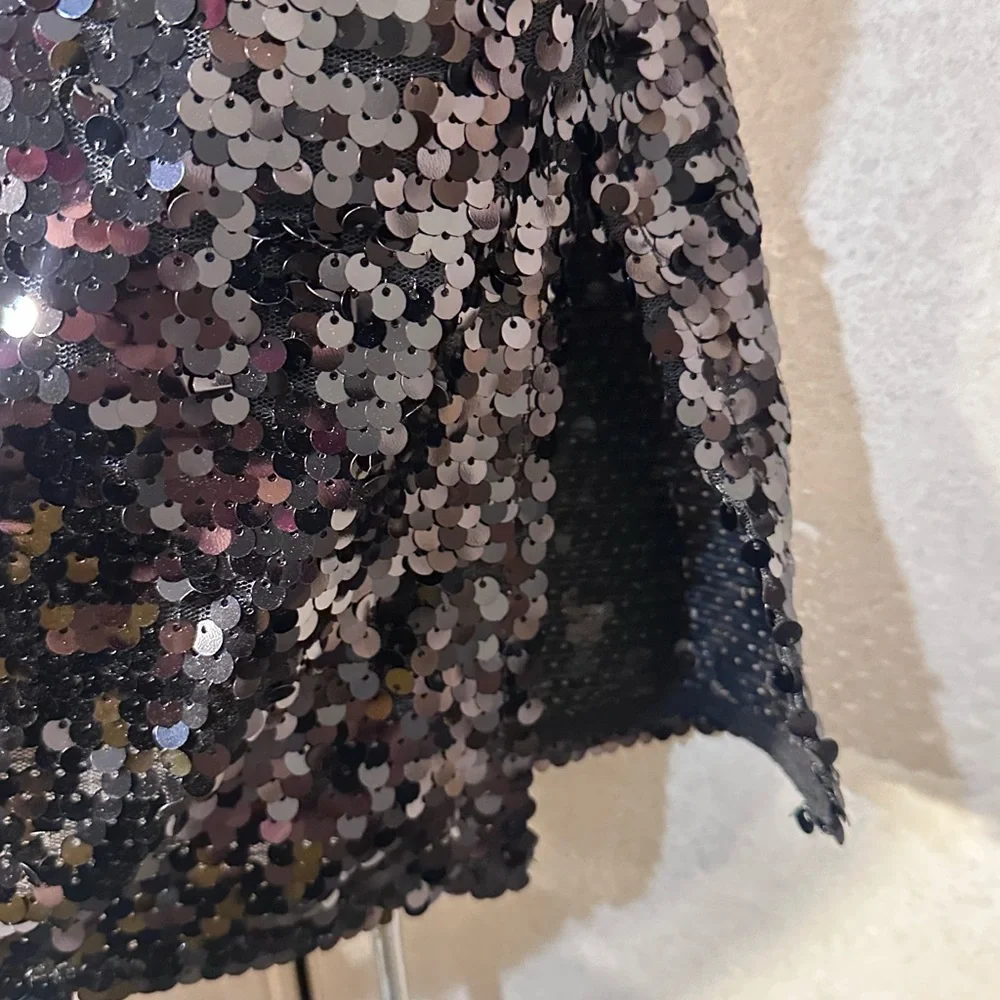 Zara Women's Sparkling Black Sequin Blazer - Picture 6 of 7